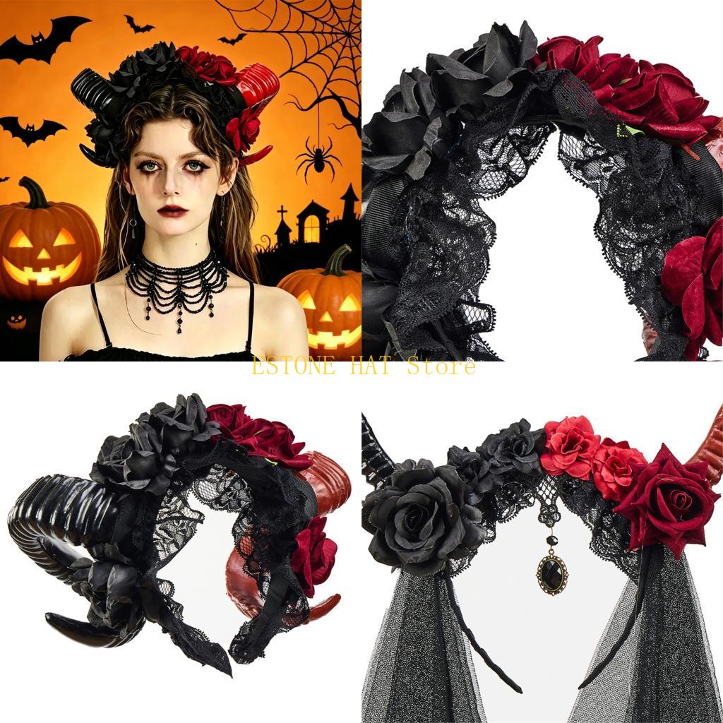 Women Fashion Photoshoot - 49MF Floral Animal Horn Shaped Headband