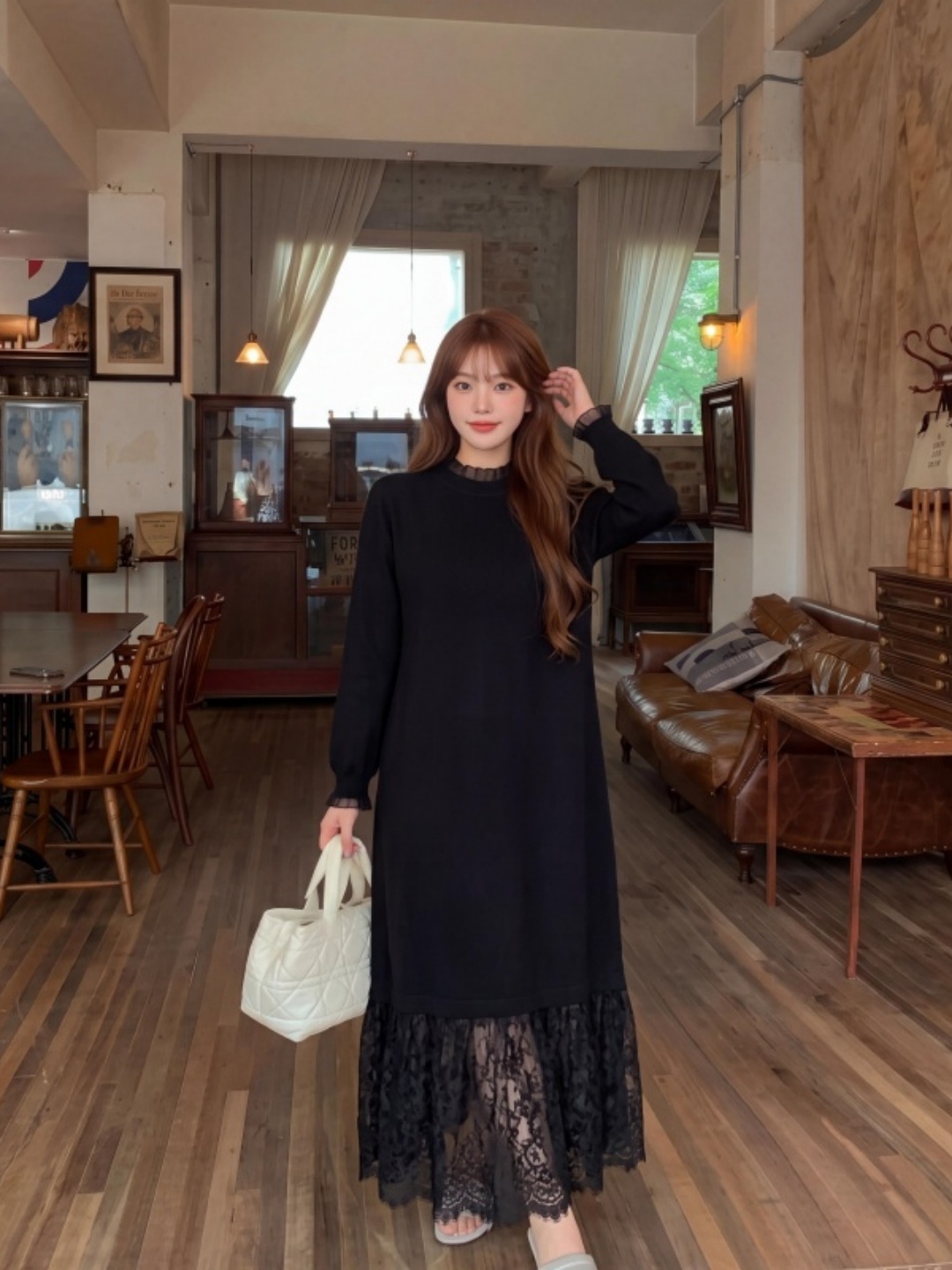 plus Size Lace Hem Knitted Dre - Women Fashion Over The Years review and price